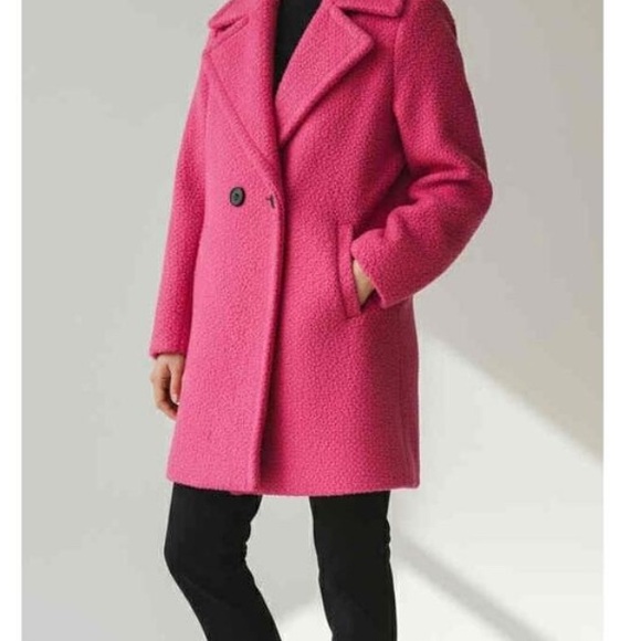 Anthropolgie NWT NVLT Textured Pink Boucle Coat Wool Blend Oversized Winter Sz L - Picture 4 of 7